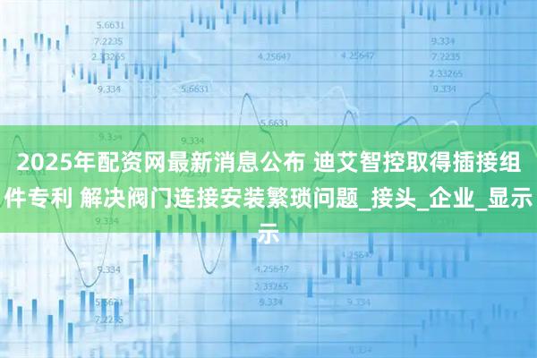 2025年配资网最新消息公布 迪艾智控取得插接组件专利 解决阀门连接安装繁琐问题_接头_企业_显示